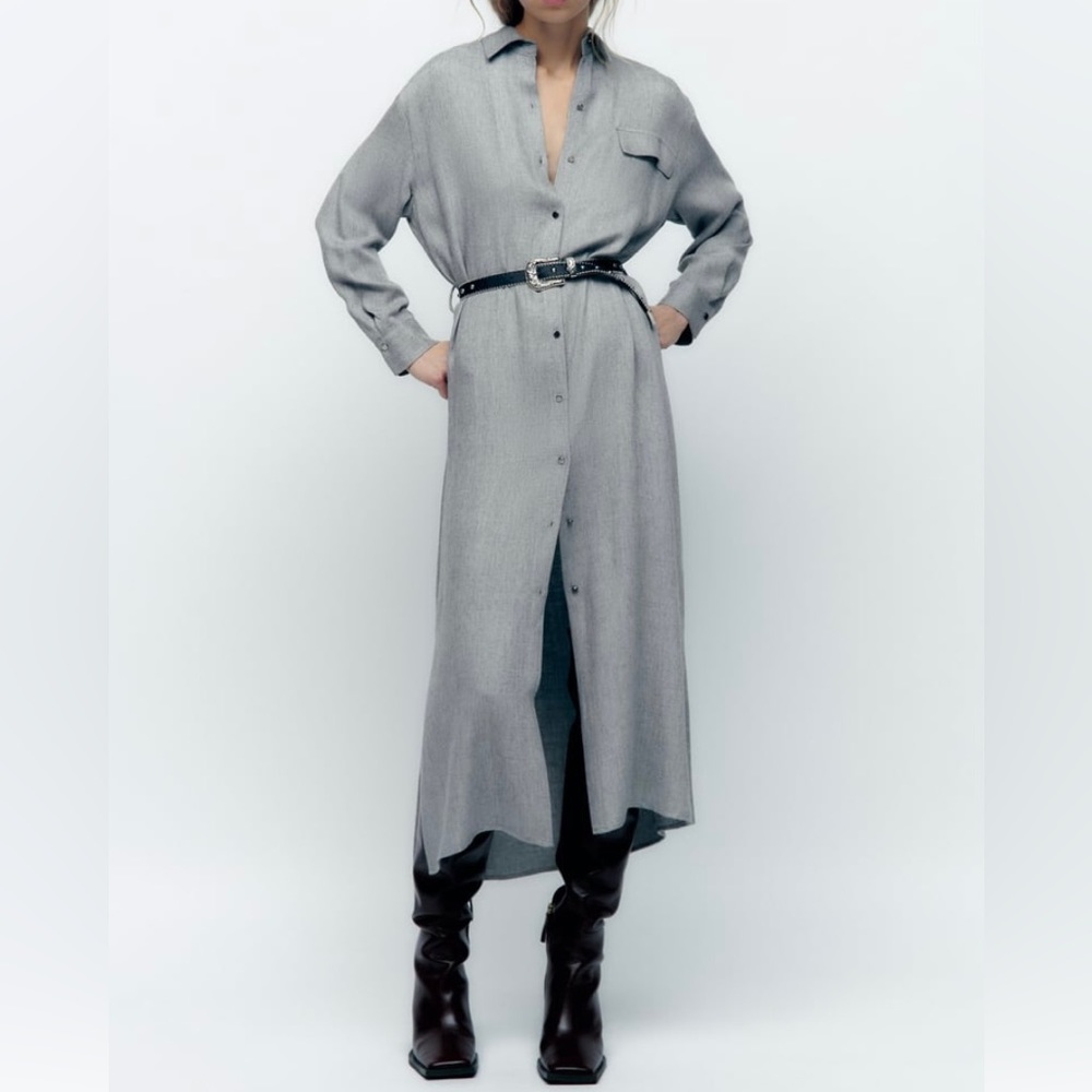 ZARA Maxi Shirt Dress with Removable Belt